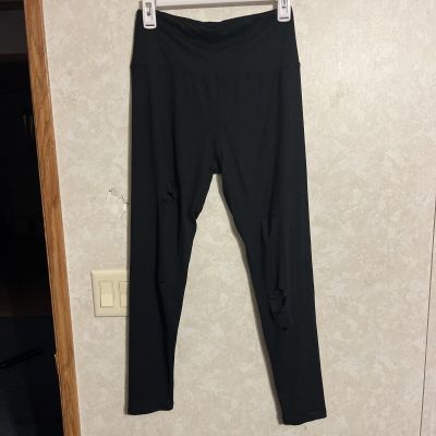 JUST LEGGINGS Holes Sexy Leggings Plus One Size Fits (12-20) Black